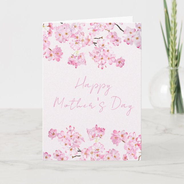 happy mother's day pink cherry blossom flower card (Front)