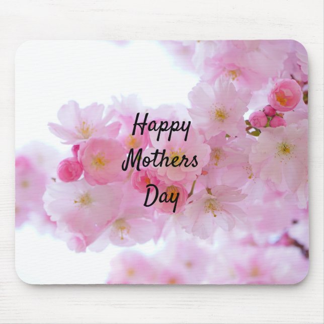Happy Mothers Day Pink Cherry Tree Mouse Pad (Front)