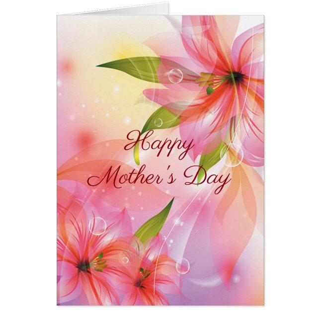 Happy Mother's Day Pink Floral 5x7 Card (Front)