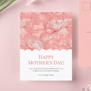 Happy Mother's Day Pink Floral Cute Modern Scallop Holiday Postcard