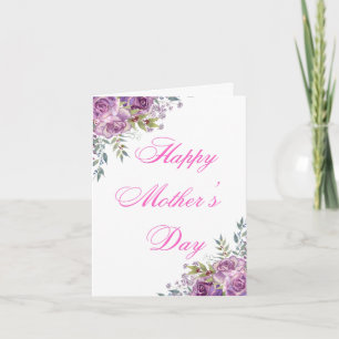 happy mothers day pink floral minimalist card