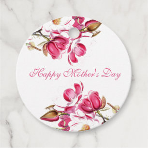 Happy Mother's Day Pink Floral script Favour Tags