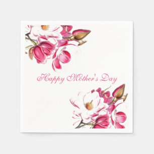 Happy Mother's Day Pink Floral script Napkin