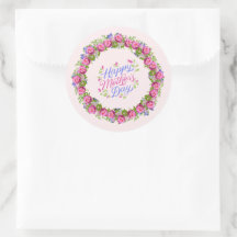 Happy Mothers Day Pink Floral Wreath