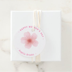 Happy Mother's day pink flower white Favour Tags