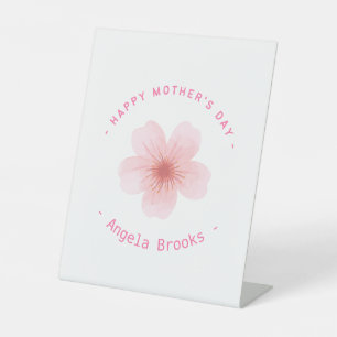 Happy Mother's day pink flower white Pedestal Sign
