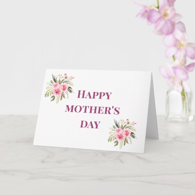 Happy Mother's Day Pink Flowers Greeting Card (Orchid)