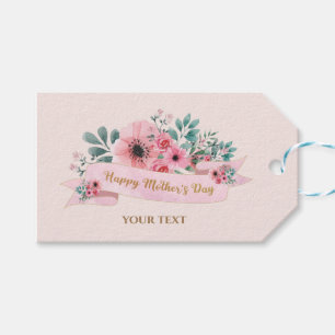 Happy Mother's Day   Pink & Green Floral Gift Tags