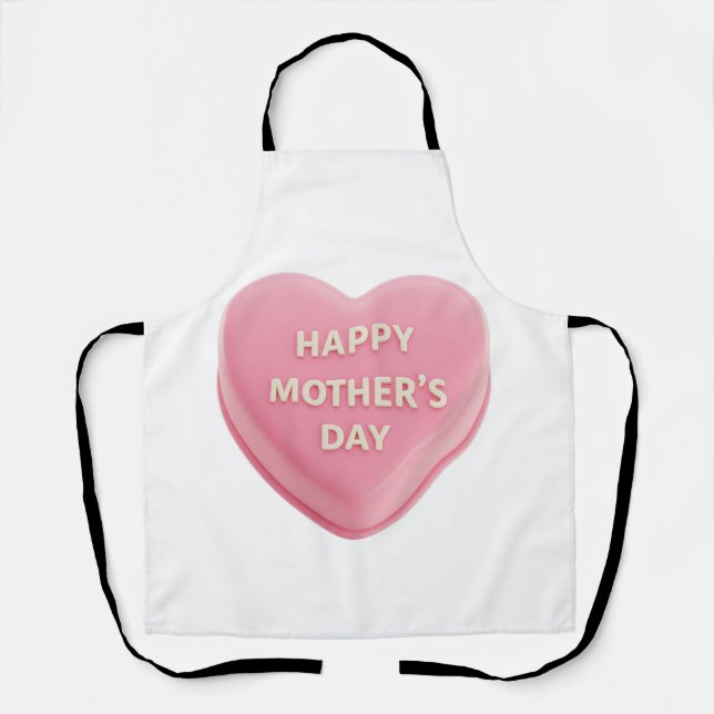 Happy Mother's Day Pink Heart Cake Apron  (Front)
