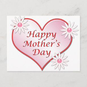 Happy Mother's Day pink heart Postcard