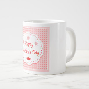 "HAPPY MOTHER'S DAY " PINK HEARTS LARGE COFFEE MUG