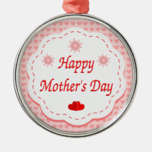 "HAPPY MOTHER'S DAY " PINK HEARTS METAL TREE DECORATION