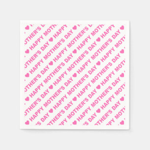 Happy Mother's Day Pink on White Paper Napkin