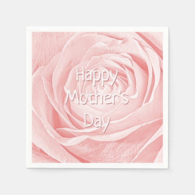 Happy Mother's Day Pink Rose Abstract Photo Napkin (Front)