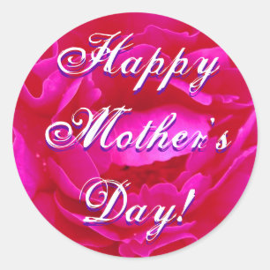Happy Mother's Day Pink Rose Classic Round Sticker