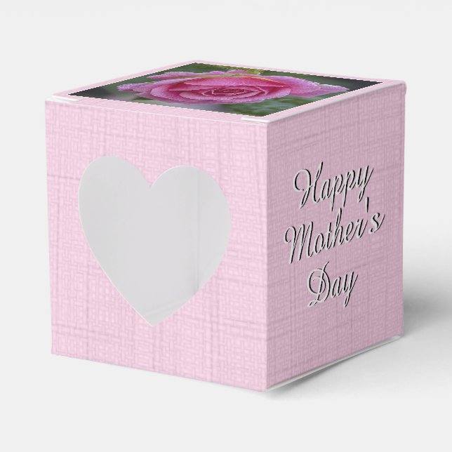 Happy Mother's Day - Pink Rose - Text Favour Box (Front Side)