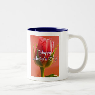 Happy Mother's Day Pink Rose Two-Tone Coffee Mug