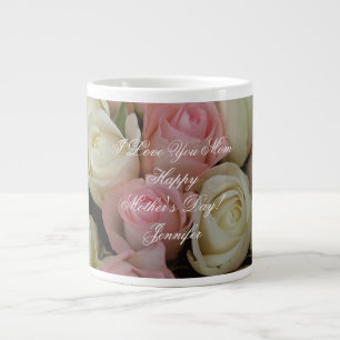 Happy Mother's Day Pink Roses Floral Photography Large Coffee Mug