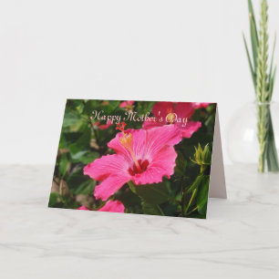Happy Mother's Day Pink Striped Hibiscus Card