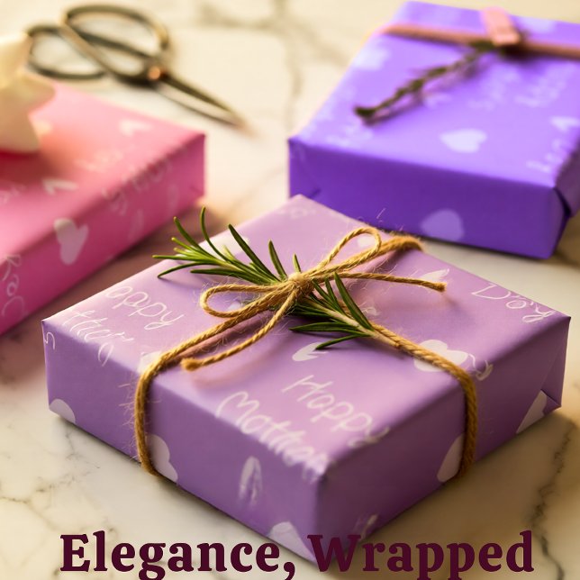 Happy Mother's day pink theme set of 3 Wrapping Paper Sheet (Happy Mother’s Day Pink and Lavender Heart Wrapping Paper Sheets)