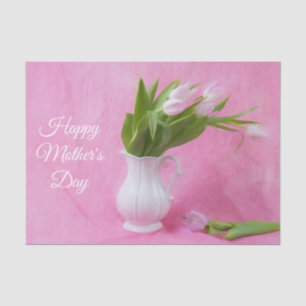 Happy Mother's Day Pink Tulips In Vase Tissue Paper