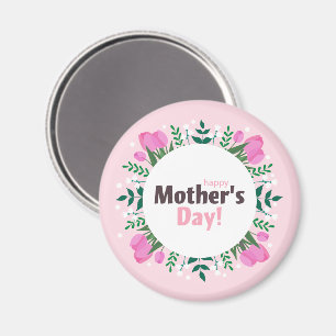 Happy Mother's Day Pink Tulips Magnet