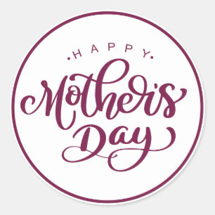 Happy Mother's Day Plum Purple Script Classic Round Sticker