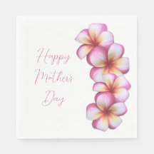 Happy Mother's Day Plumeria Paper Napkins