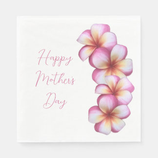 Happy Mother's Day Plumeria Paper Napkins