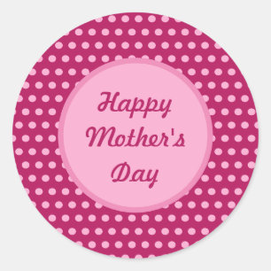 Happy Mother's Day Polka Dot Round Stickers