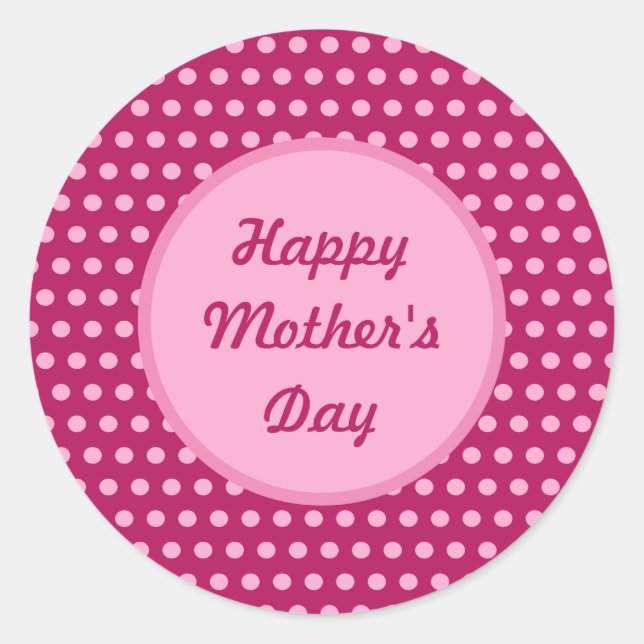 Happy Mother's Day Polka Dot Round Stickers  (Front)