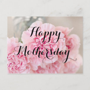 Happy Mothers day Powder Pink Flower Postcard