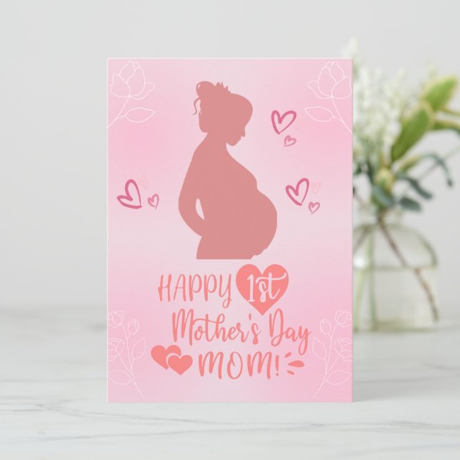Happy Mother's Day Pregnant Mum Card (Standing Front)