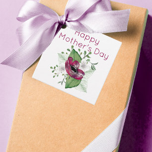 Happy Mother's Day - Pretty Anemone Flower Spray Favour Tags
