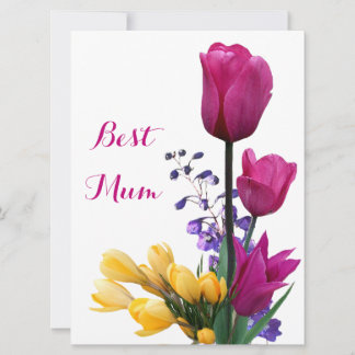 Happy Mother's Day pretty pink tulips floral love Holiday Card