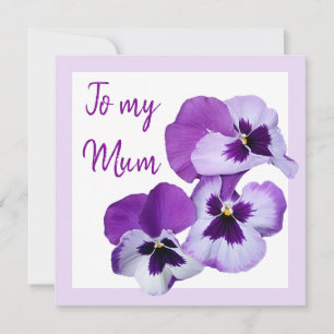 Happy Mother's Day pretty purple pansy floral  Card
