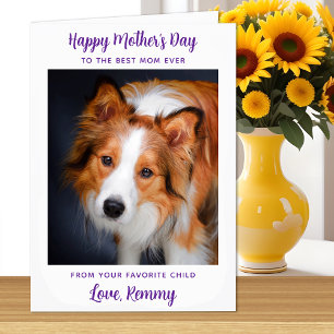 Happy Mother's Day - Purple Dog Photo Favourite Card