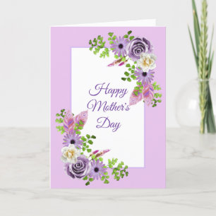 Happy Mother's Day Purple Floral Holiday Card