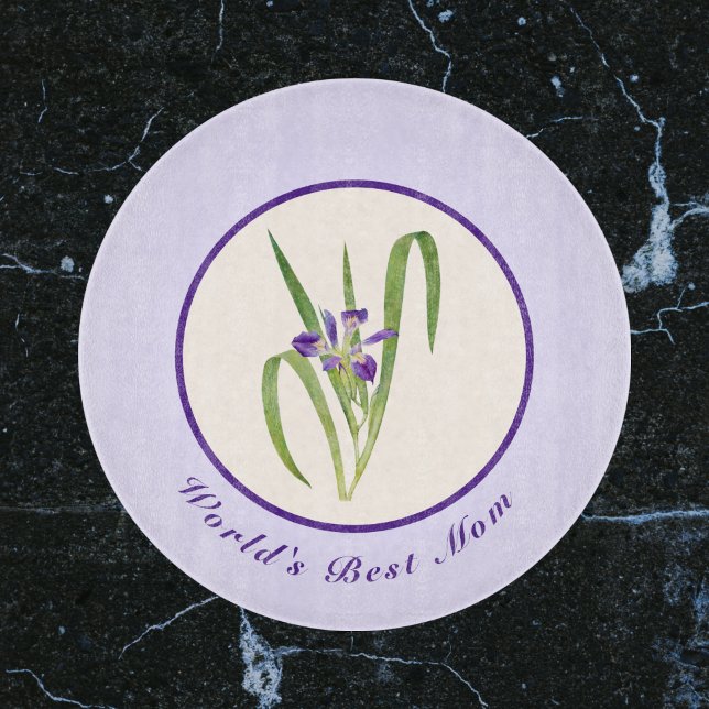 Happy Mother's Day Purple Irises World's Best Mum Cutting Board (Creator Uploaded)