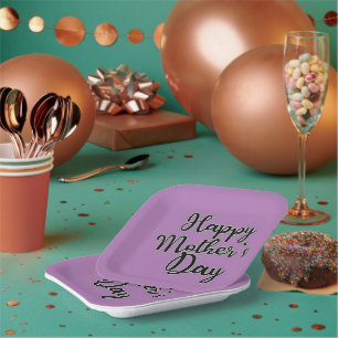 Happy Mothers Day Purple Paper Plate