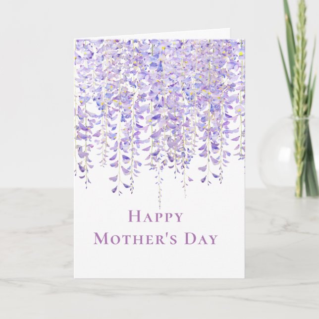 happy mother's day purple wisteria flowers card (Front)