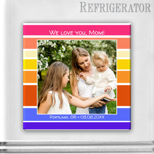Happy Mother's Day Rainbow Striped Photo Magnet