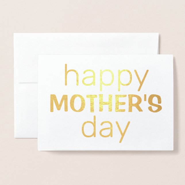 Happy Mother's Day | Real Gold Foil | Custom Text Card (Front With Envelope)