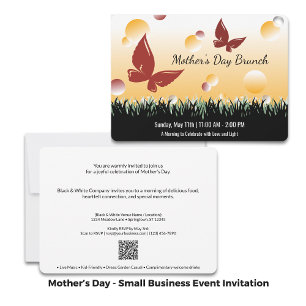 Happy Mother's Day Red Butterflies Business Event  Invitation