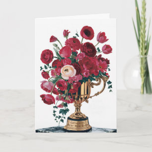 Happy Mother's Day Red Flowers Trophy Customisable Card