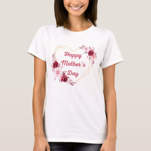 happy mothers day red gold floral chic stylish T-Shirt