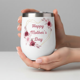 happy mother's day red gold floral geometric heart