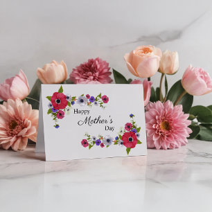 Happy Mothers Day Red Poppy Flowers Card