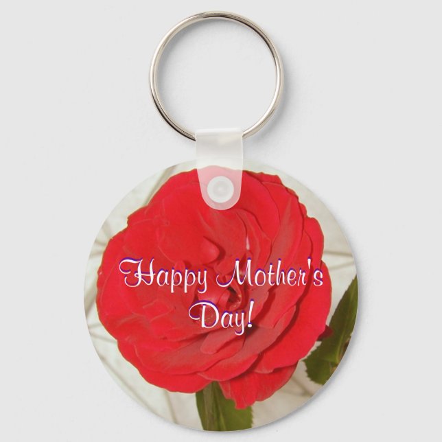 Happy Mother's Day Red Rose Key Ring (Front)