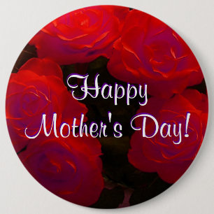 Happy Mother's Day Red Roses 6 Cm Round Badge